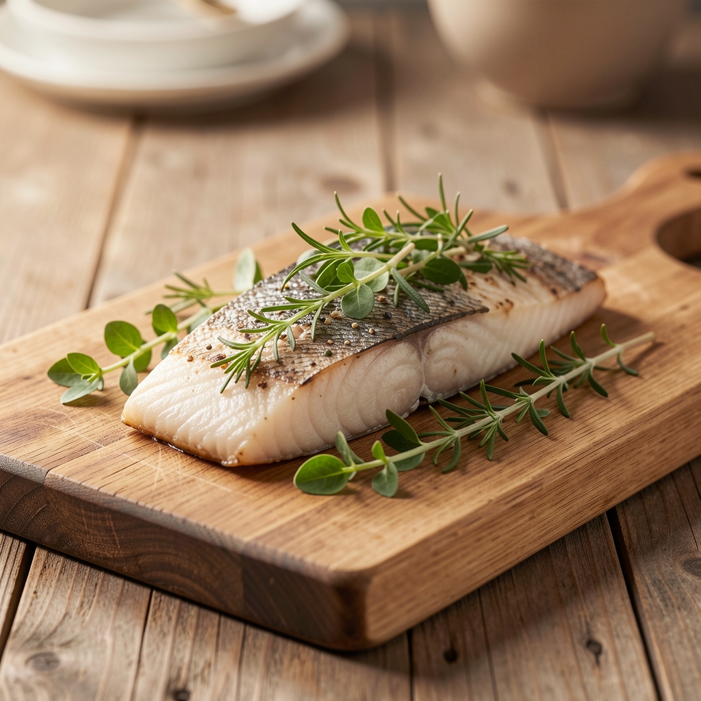 Walnüsse, Leinöl und frischer Lachs auf einem hellen Untergrund als Omega-3-reiche Lebensmittelauswahl, reduzierte editoriale Aufnahme